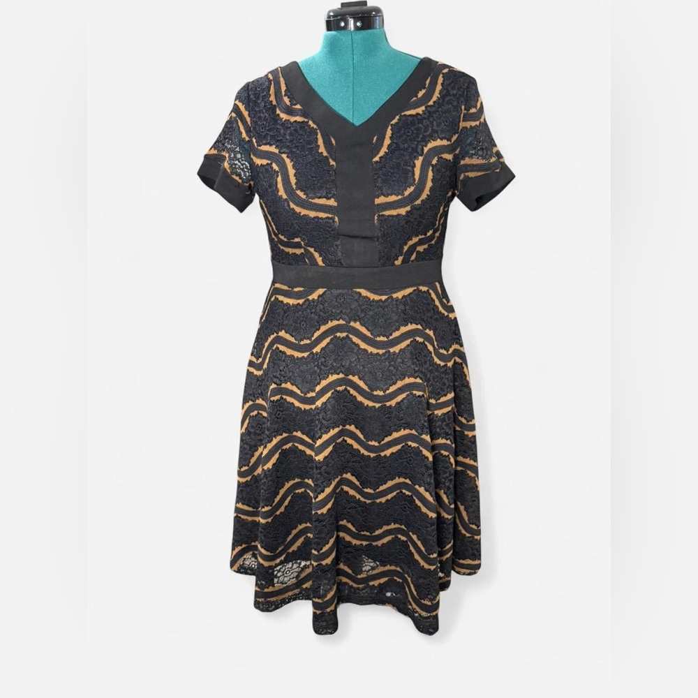 Elegant Black and Gold Lace Dress